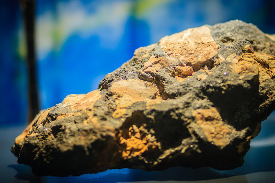 Ferberite rock specimen from mining and quarrying industries. Ferberite is the iron endmember of the manganese - iron wolframite solid solution series, and composed of iron, tungstate, FeWO4.