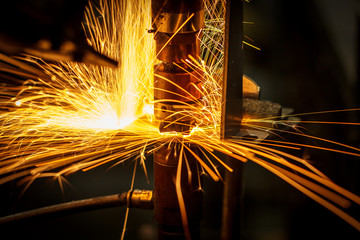 Industrial welding robot automotive in factory