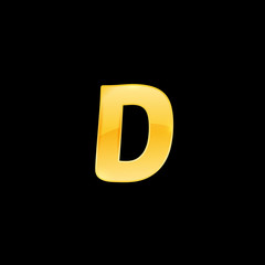 Initial Letter D with metallic texture, trendy, 3d Glossy, metal texture, Gold, steel and realistic shadow based alphabet logo for company identity, isolated on black background.