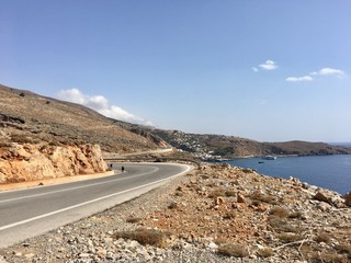 Winding road in the mountains of Crete, Greece