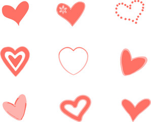 Heart icon love symbol set. Vector illustration, flat design. Design elements for Valentine's day.