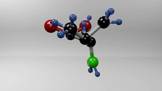 Valine molecule. Molecular structure of essential amino acid valine used in the biosynthesis of proteins.