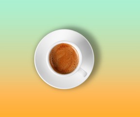 Conceptual image of cup of coffee and modern city concept