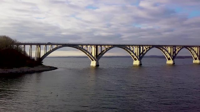Queen Alexandrine Bridge in Denmark Pan Shot From Drone