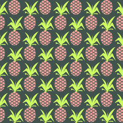 Pineapple seamless colorful flat pattern repeated background 