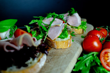 Bruschetta Brot mit Schinken, Vorspeise