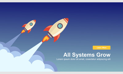 Naklejka premium Start up Simple Rocket web design, Responsive web design flat vector, design technology template