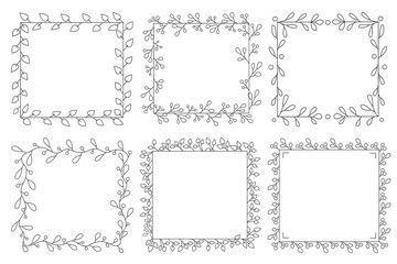 Hand drawn botanical vector frames and wreath. Illustration for greeting card, wedding invitation, logo, poster, tag, label.