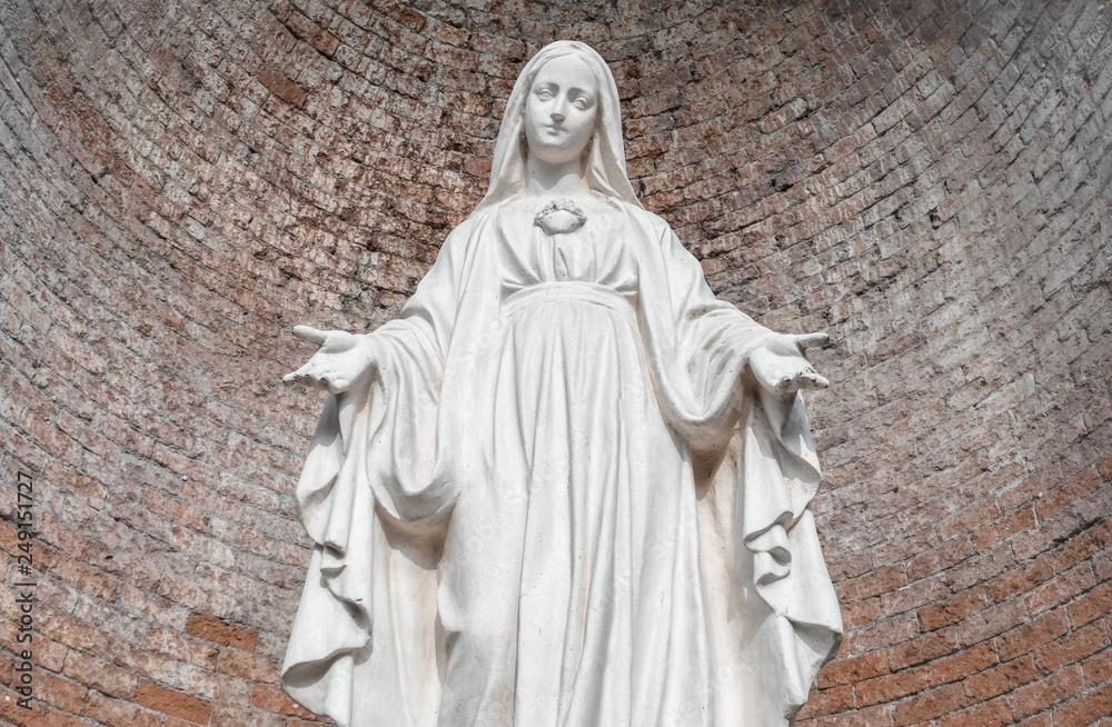 Wall mural statue in stone of virgin mary