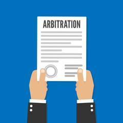 Arbitration law vector flat icon. Legal resolution conflict