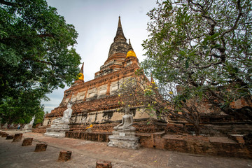 Fototapeta premium Wat Yai Chai Mongkhon Temple in Ayutthaya, Thailand
