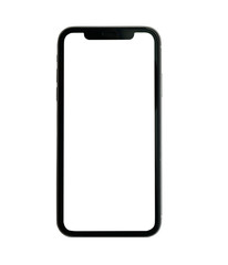 smartphone in iphone style black color with blank touch screen isolated on white background.