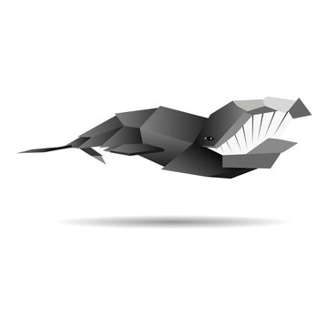Modern vector design of happy bowhead whale.