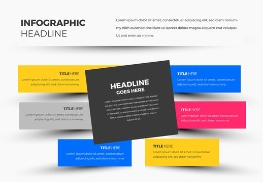 Box with Colored Stripes Infographic Layout