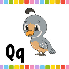 Animal alphabet. Zoo ABC. Cartoon cute animals isolated on white background. For kids education. Learning letters. Vector illustration.