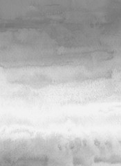 Silver with gray ink and watercolor textures on white paper background. Paint leaks and ombre effects. Hand painted abstract image.