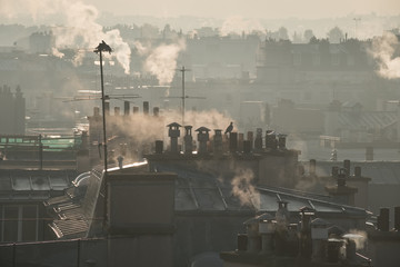 pollution ville énergie chauffage cheminée toit environnement consommation immeuble énergétique...