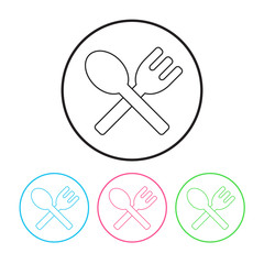 Vector icon of spoon and fork in a circle. Vector desing