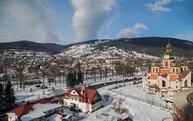 Fototapeta premium Amazaing mountain landscape in the pearl of Carpathians - Yaremche