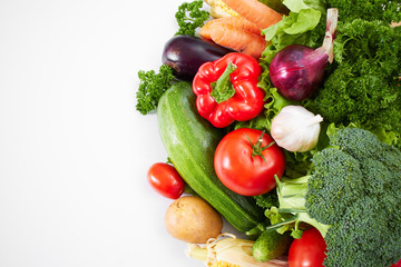 fresh vegetables on the white background, healthy concept