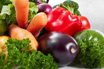 fresh vegetables on the white background, healthy concept