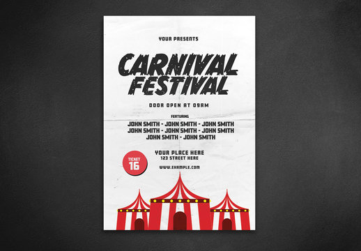 Flyer Layout with Carnival Tent Illustration
