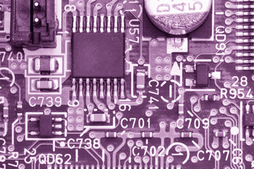 Printed circuit board close up for background Toned image