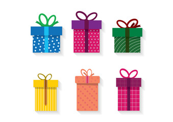 Set of different vector presents. Cartoon vector gifts illustration.
