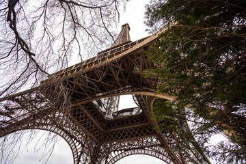 The Eiffel Tower in Paris shot against the sky