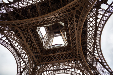 The Eiffel Tower in Paris shot against the sky