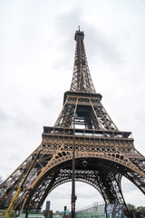 Fototapeta na wymiar The Eiffel Tower in Paris shot against the sky