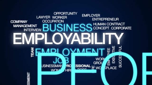 Employability animated word cloud. Kinetic typography.