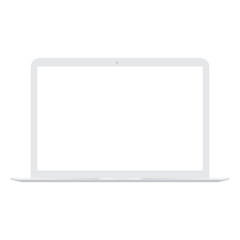 White Laptop with white screen mock up. Vector.