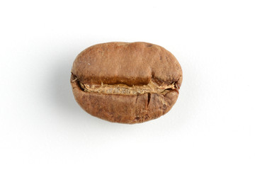 coffee bean on a white background, coffee roasting, close-up