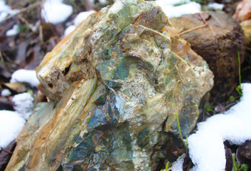 A peace of unusual green rock