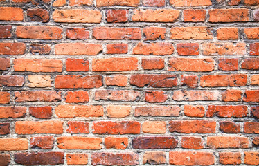orange grunge background of brick wall