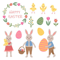 Set of Easter elements.