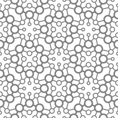Abstract seamless pattern of circles and wavy lines.