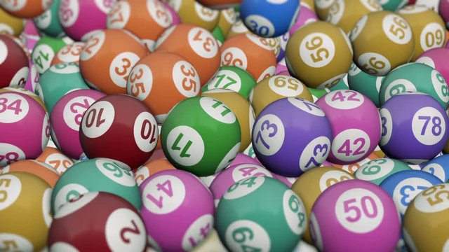 coloured lotto balls rolling, two versions: the first with light background and the second with black background (3d render)