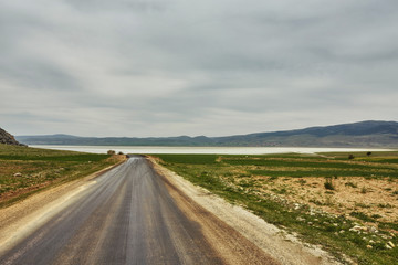 Dry lake and dramatic clouds in Turkey