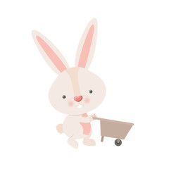 bunny with wheelbarrow isolated icon 