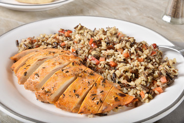 Rosemary chicken with rice pilaf