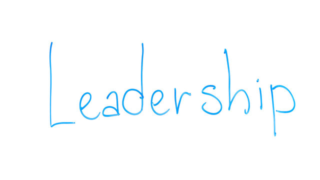 Leadership word written on glass, organizational skills, power and inspiration