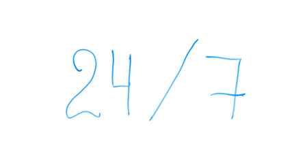 24 per 7 written on glass, round clock work, support and services, modernization