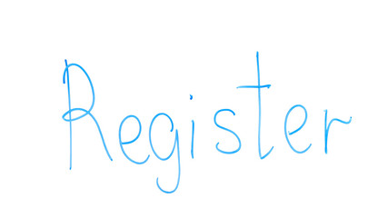 Register word written on glass, entering, join in network or record new document