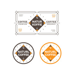 Obraz premium Minimal coffee label and badge. Vintage coffee badge and label. Vector emblem coffee design