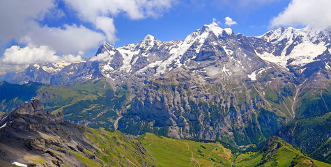Eiger, Monch and Jungfrau mountains, Switzerland Alps