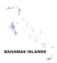 Mosaic Bahamas Islands map of valentine hearts in pink and blue colors isolated on a white background. Lovely heart collage in shape of Bahamas Islands map.