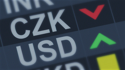 Czech koruna falling, American dollar rising, exchange rate fluctuation, finance