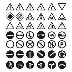Set of the main road of signs icons